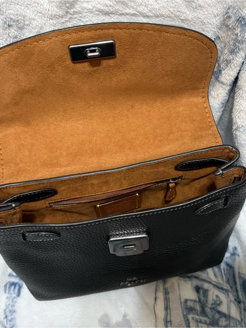 Coach Black pebbled leather Emory